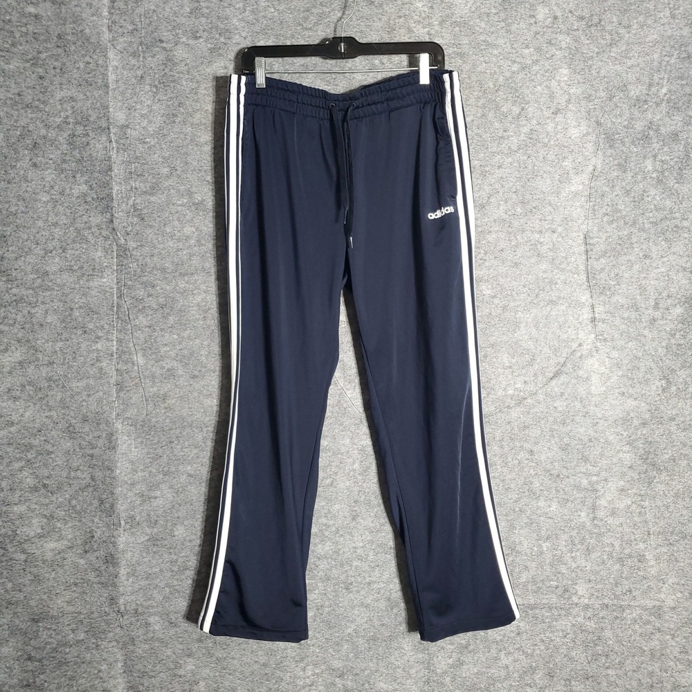 Adidas Track Pants Mens XL Navy Blue 3 Stripe Athletic Drawstring Training Pro X